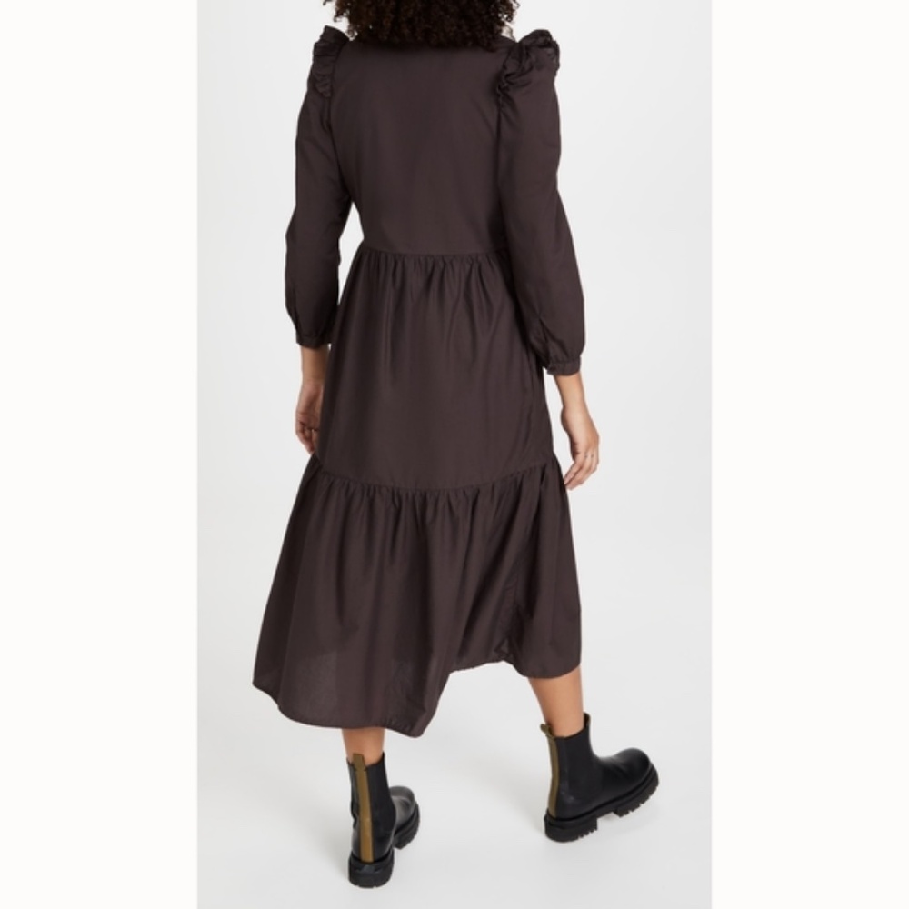 Nation LTD Dalia Victorian Midi Dress in Swashbuckle Brown - Picture 7 of 8